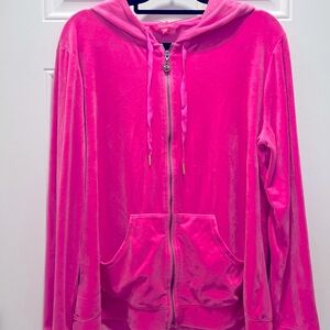 Lilly Pulitzer Larina Velour Zip-up hoodie Plumeria Pink XXL